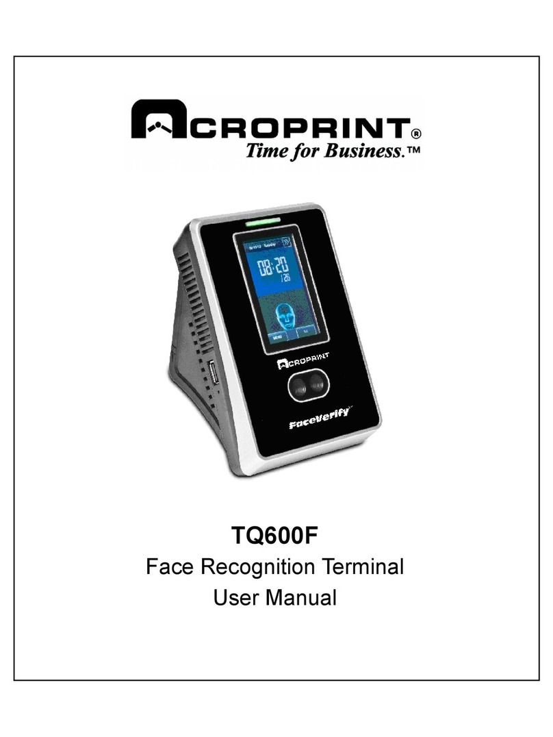 Acroprint FaceVerify TQ600F User manual Acroprint FaceVerify TQ600F User manual