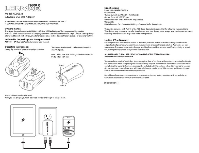 Lenmar ACUSB31 owner's manual