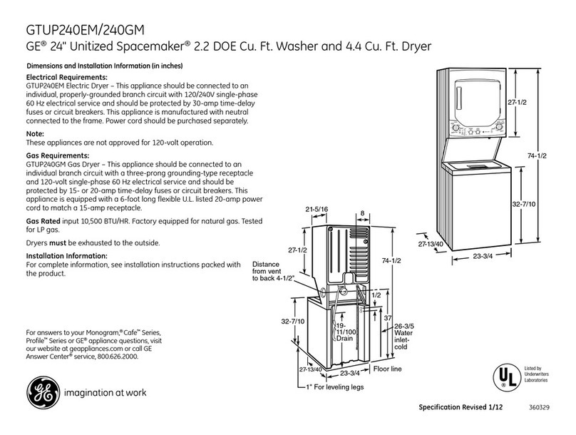 GE Unitized Spacemaker GTUP240EM Service manual