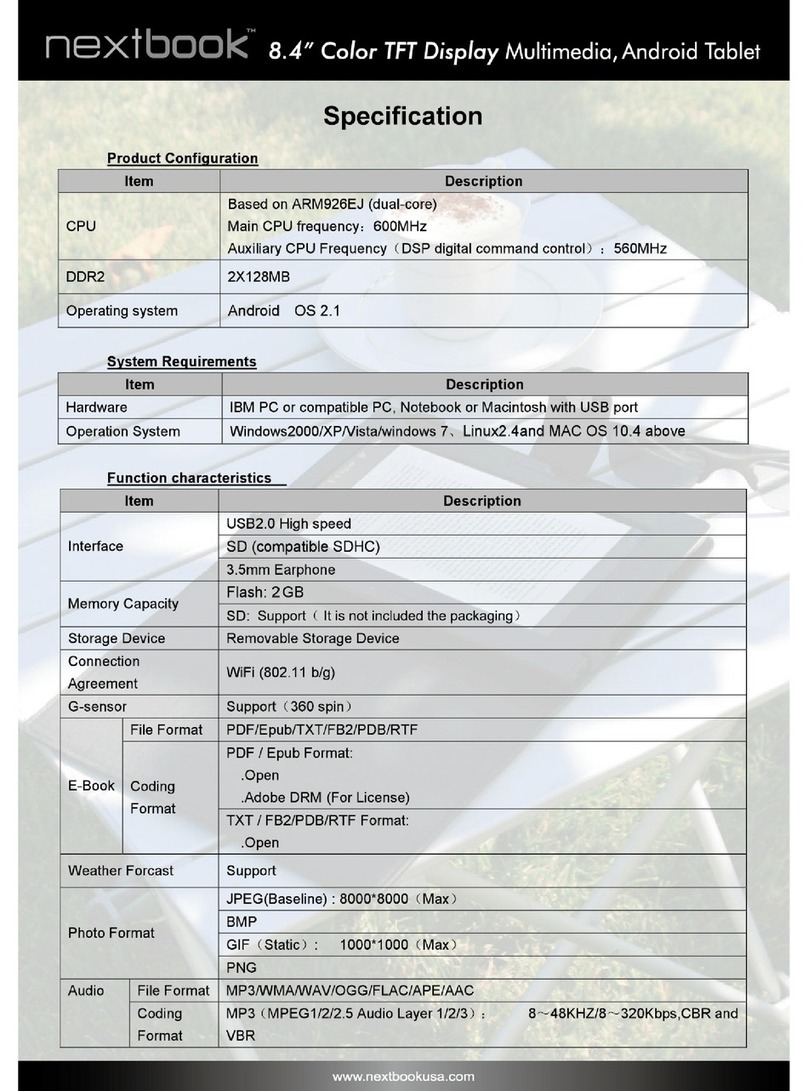 Nextbook 8.4 tablet User manual