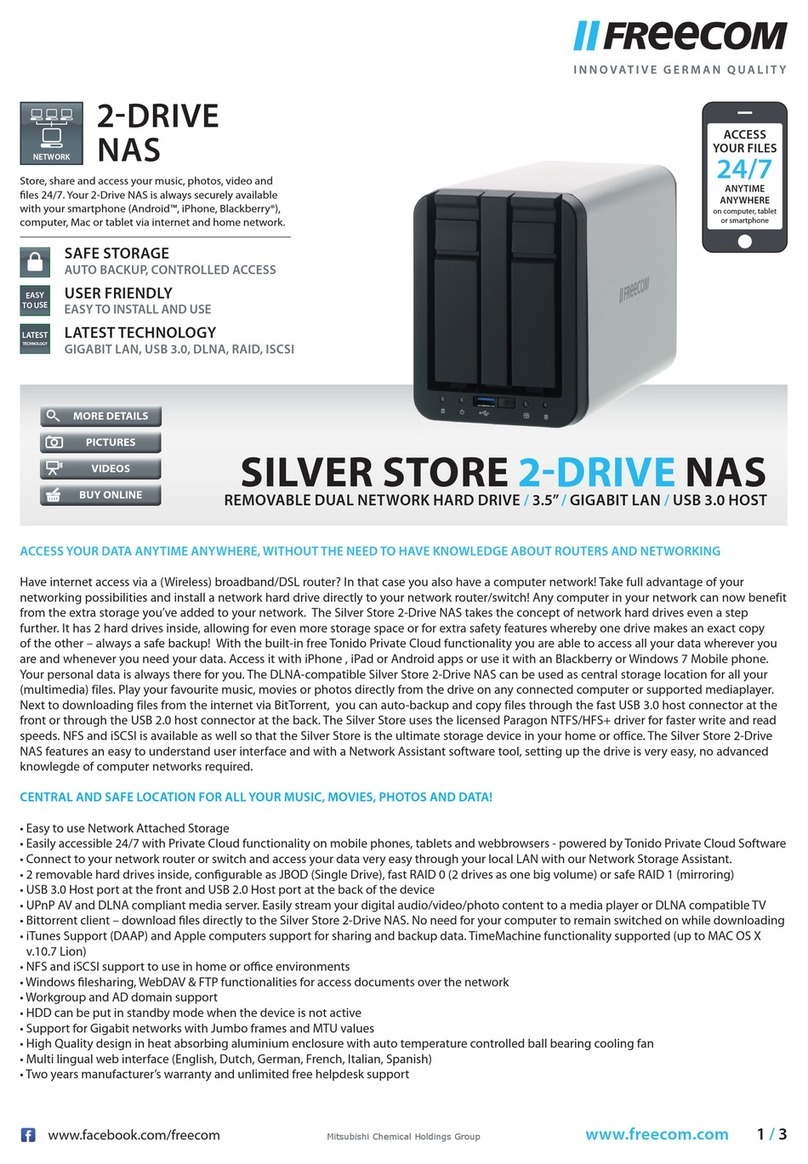 Freecom SILVER STORE 2-DRIVE NAS Features