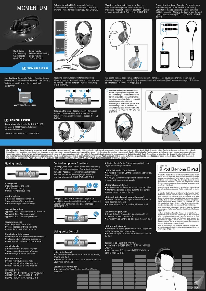 Sennheiser MOMENTUM Black Installation and operating manual Sennheiser MOMENTUM Black Installation and operating manual