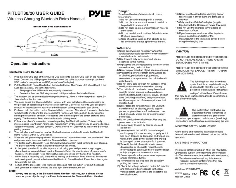 Pyle PITLBT20 manual