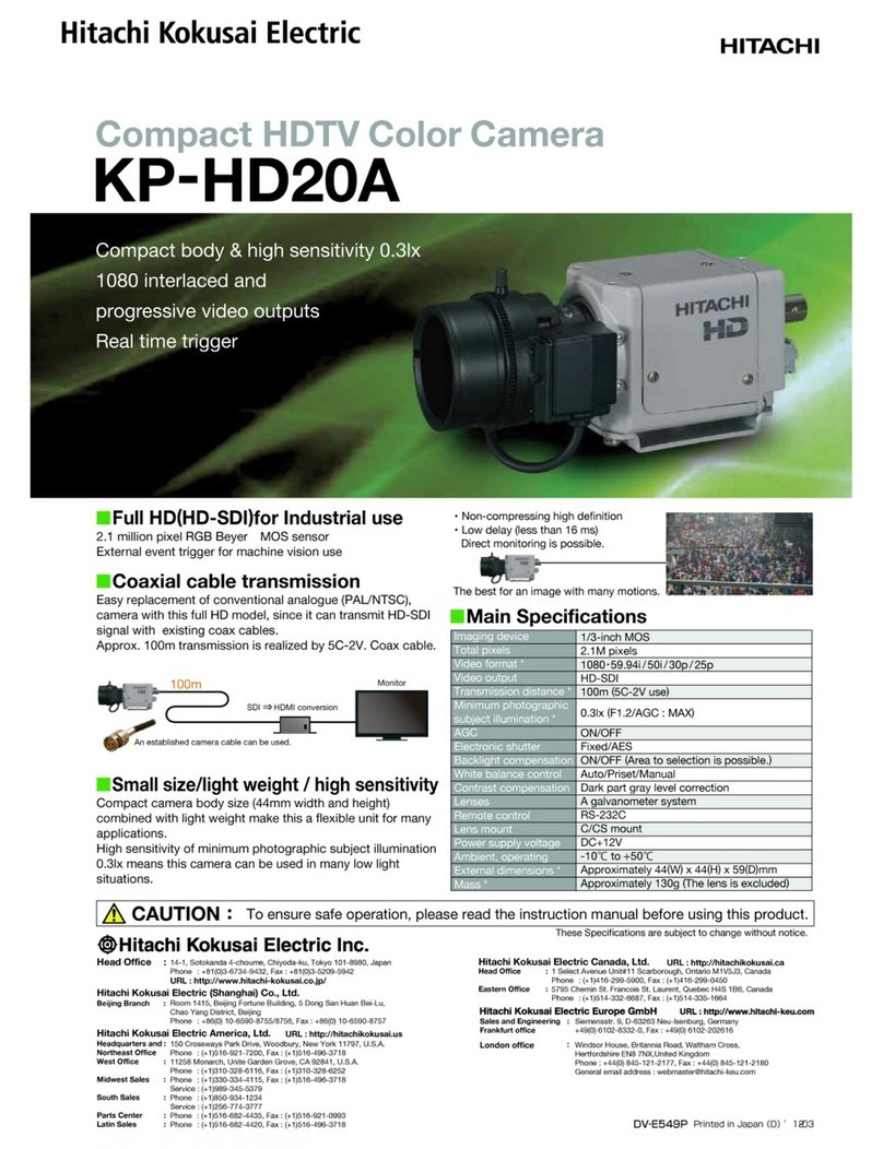 Hitachi Kokusai Electric KP-HD20A Series Specifications
