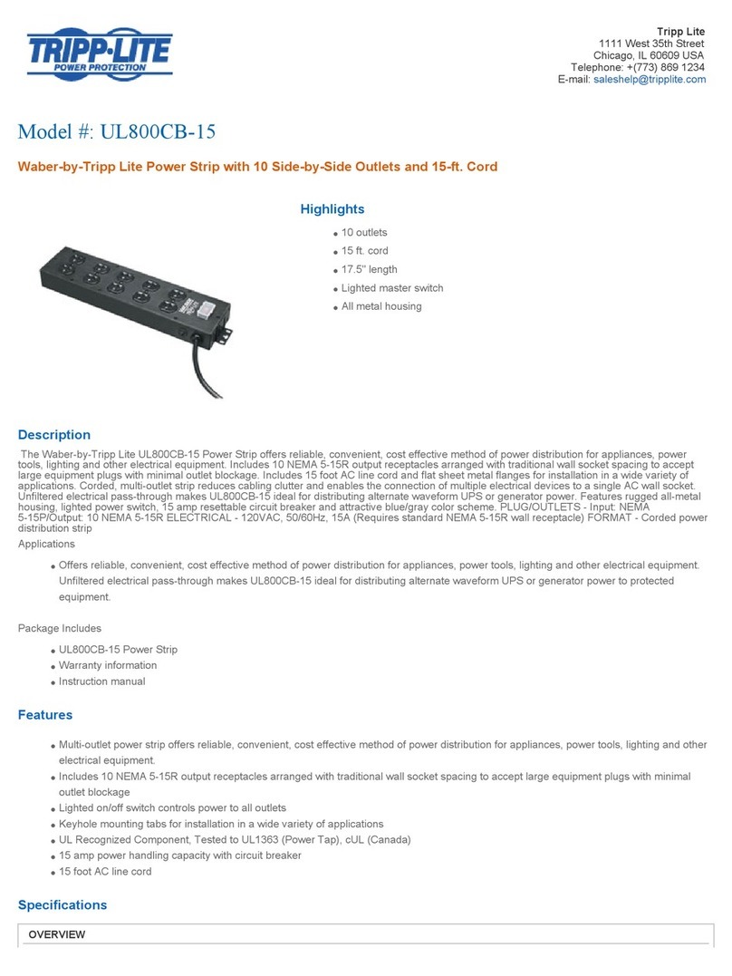 Tripp Lite UL800CB-15 User manual Tripp Lite UL800CB-15 User manual
