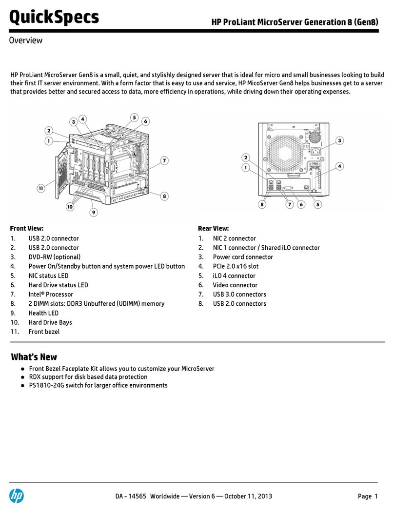 HP ProLiant MicroServer Generation 8 User manual