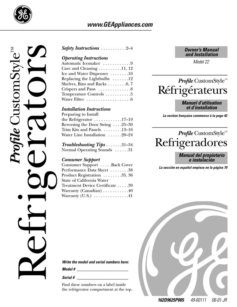 GE SIDE-BY-SIDE REFRIRATOR 22 Installation instructions