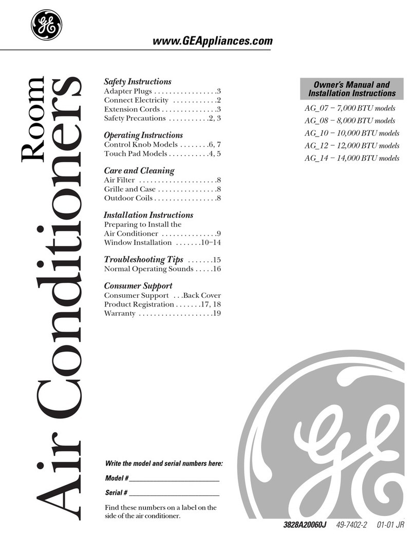 GE AG_07 - 7,000 BTU models Operating instructions GE AG_07 - 7,000 BTU models Operating instructions