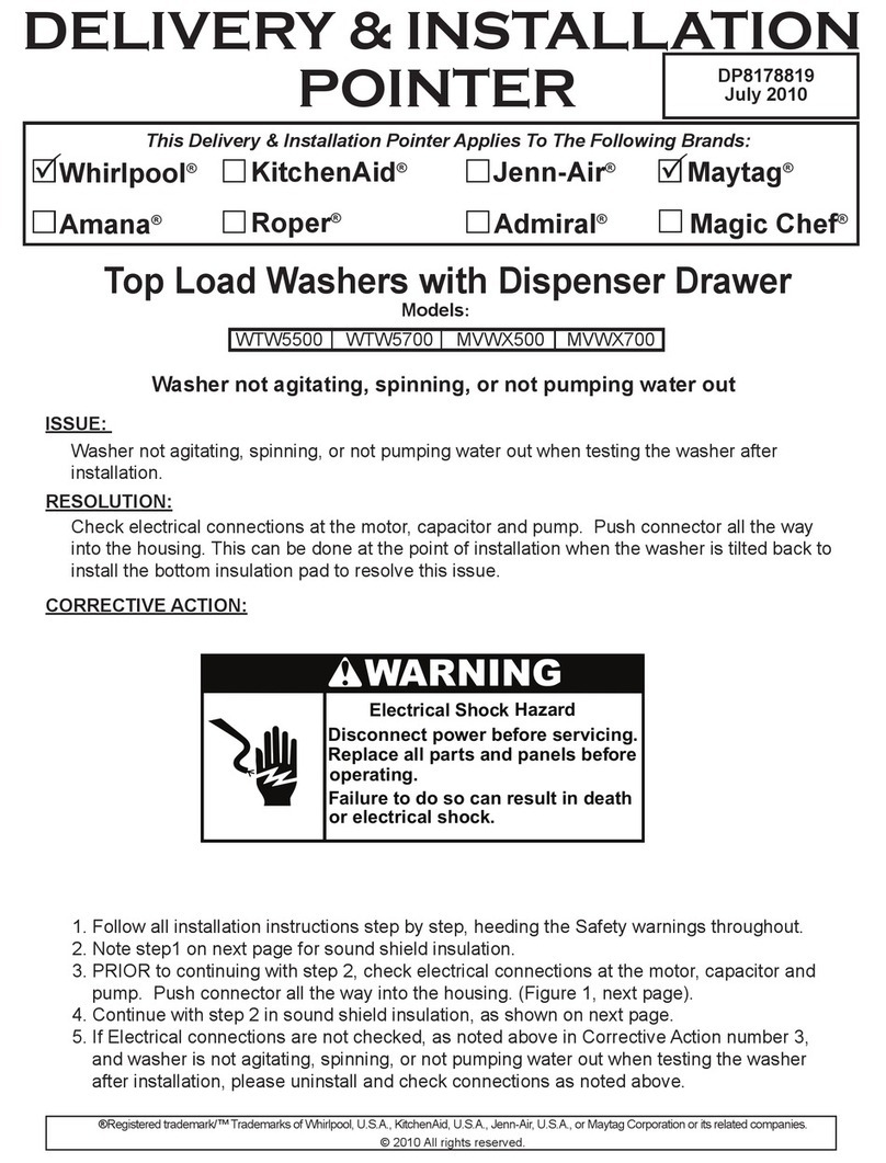 Whirlpool WTW5500 Delivery & installation pointer