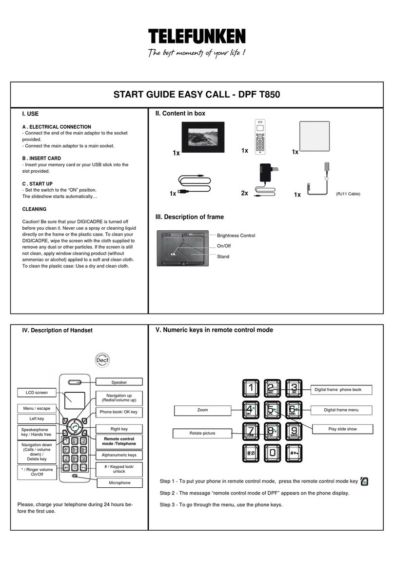Telefunken Easy Call DPF T850 Guide