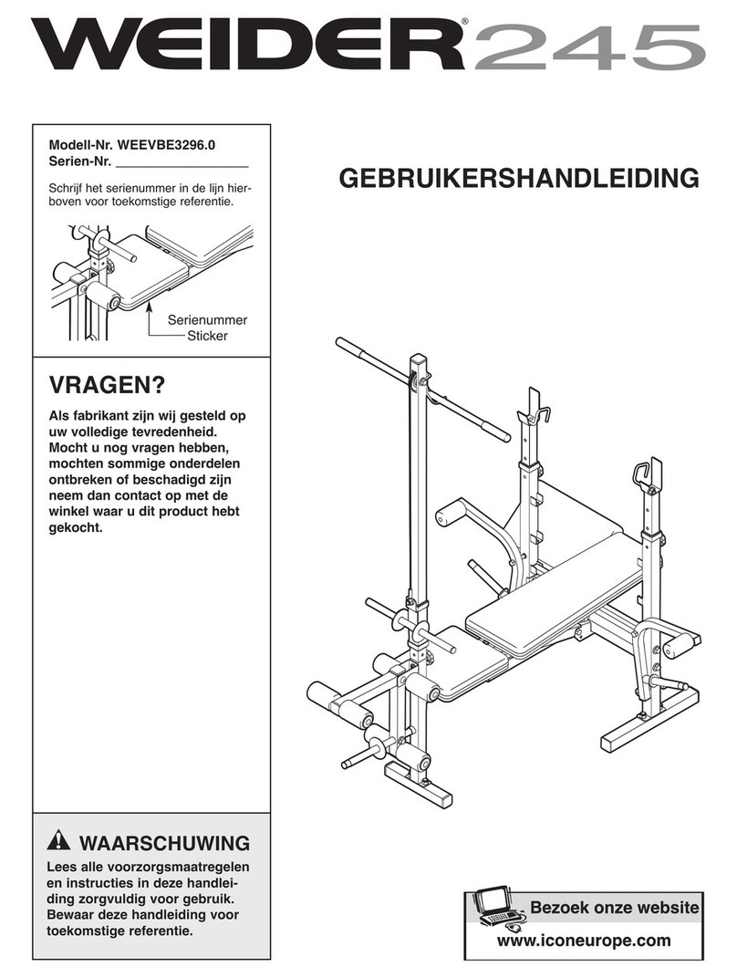 Weider 245 Bench User manual
