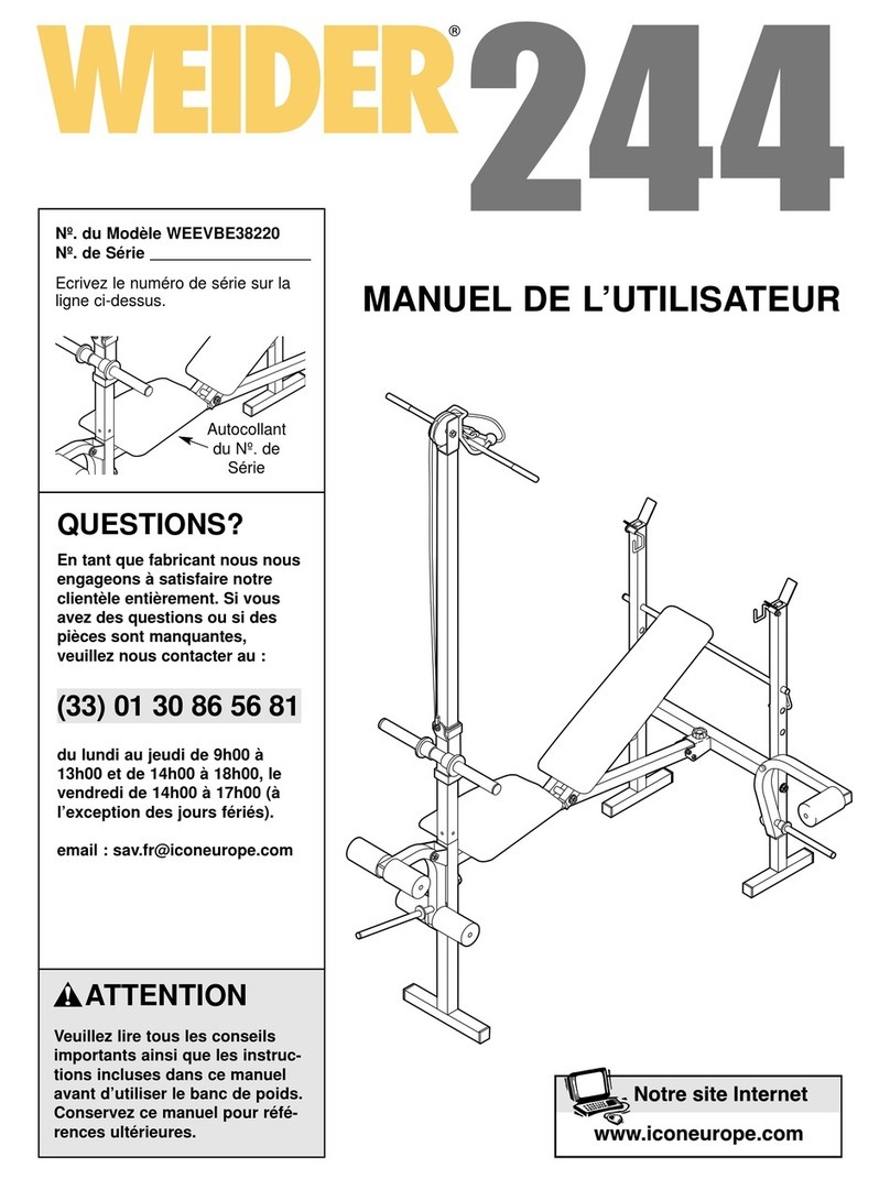 Weider 244 Bench User manual