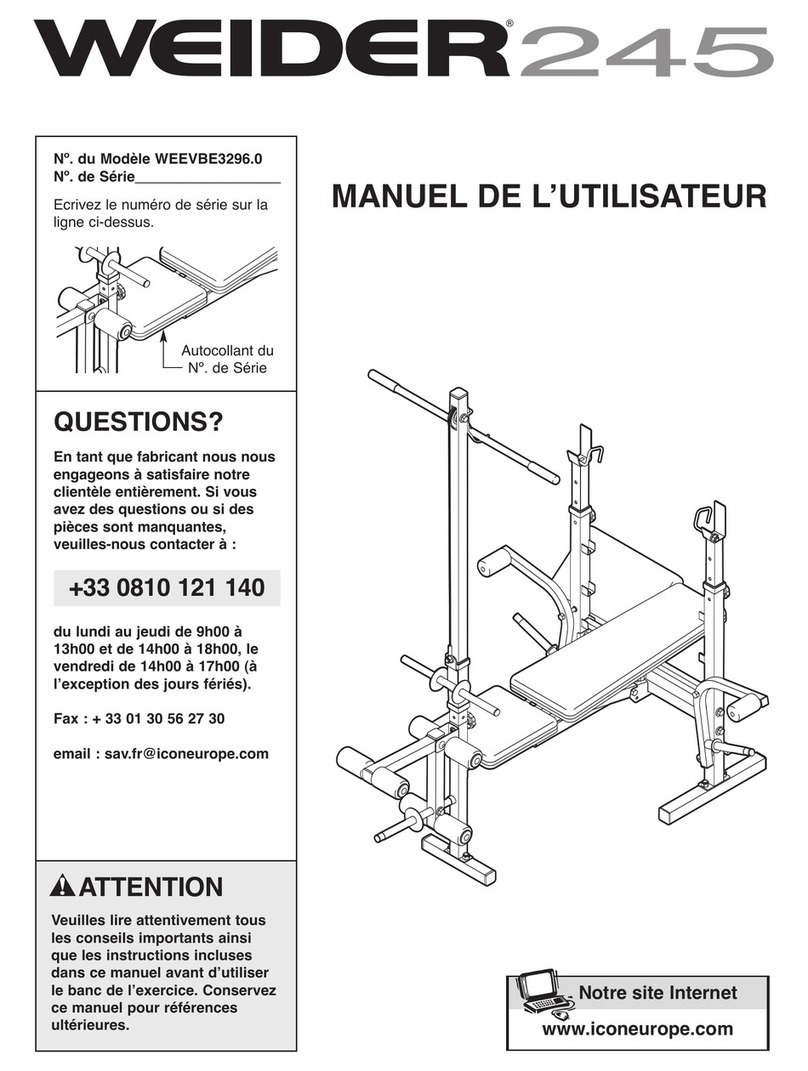 Weider 245 Bench User manual