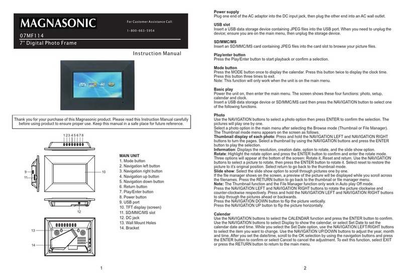 Magnasonic 07MF114 instruction manual
