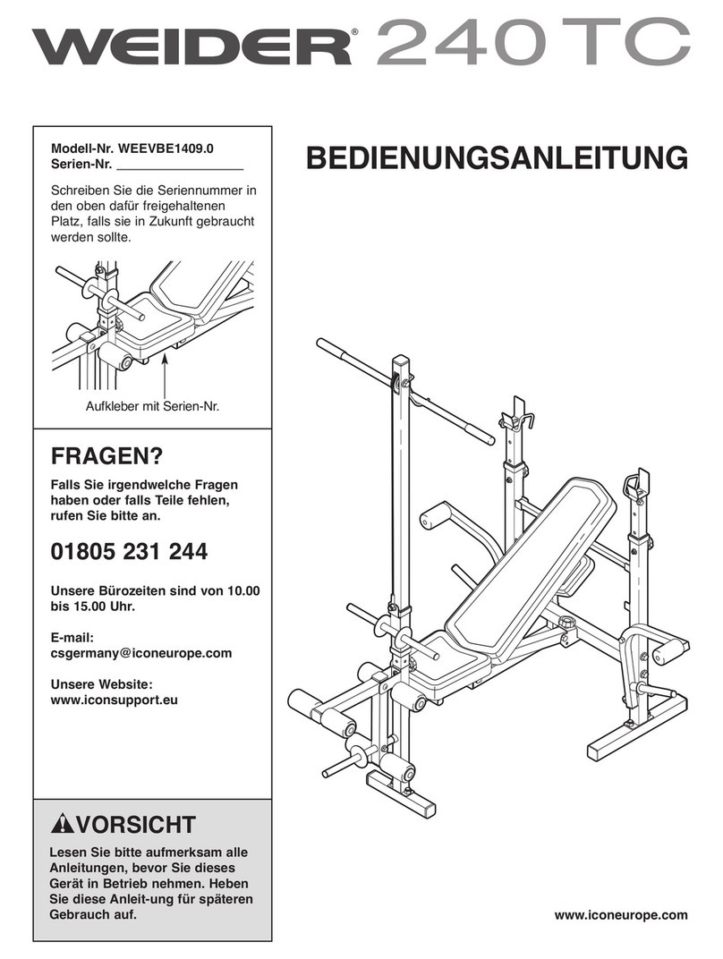 Weider 240 Tc Bench Bedienungsanleitung