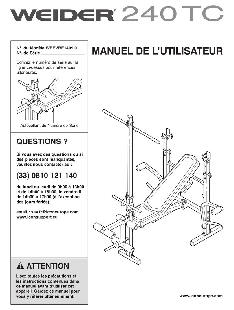 Weider 240 Tc Bench User manual