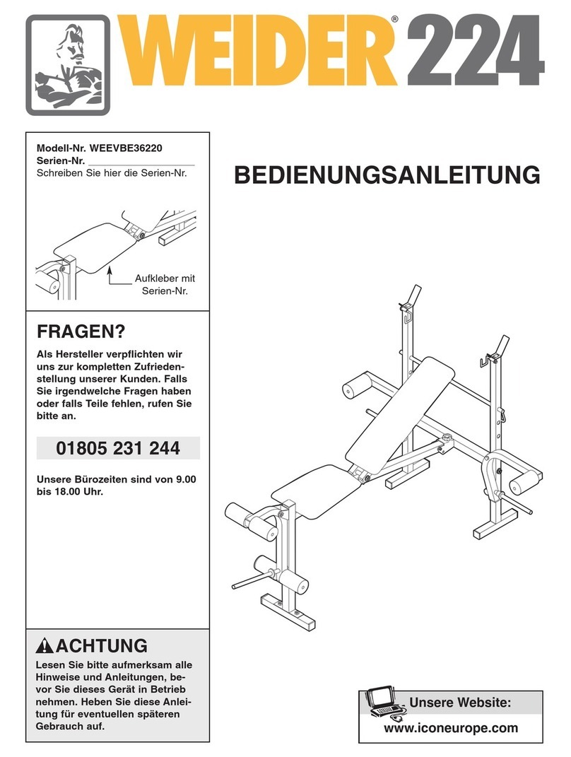 Weider 224 Bench Quick start guide
