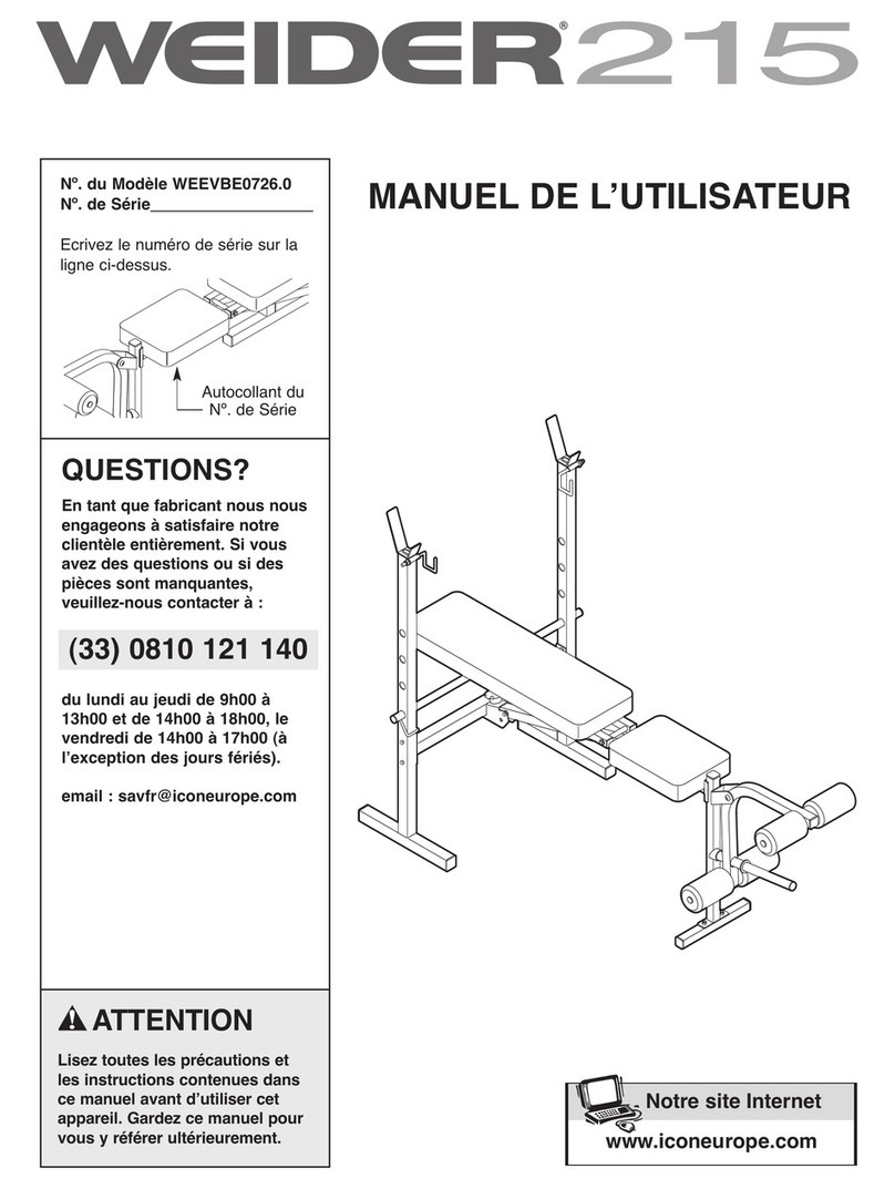 Weider 215 Bench User manual