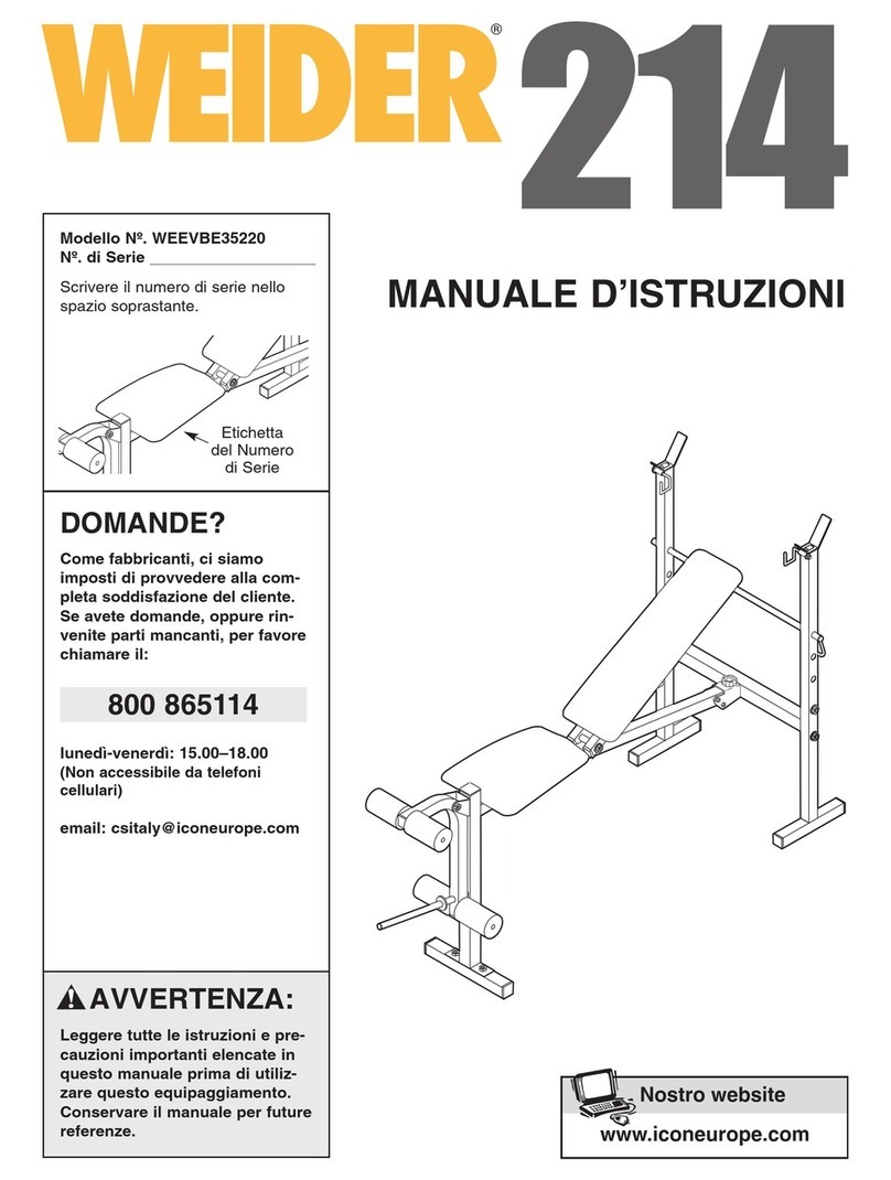 Weider 214 Bench Operating and maintenance manual