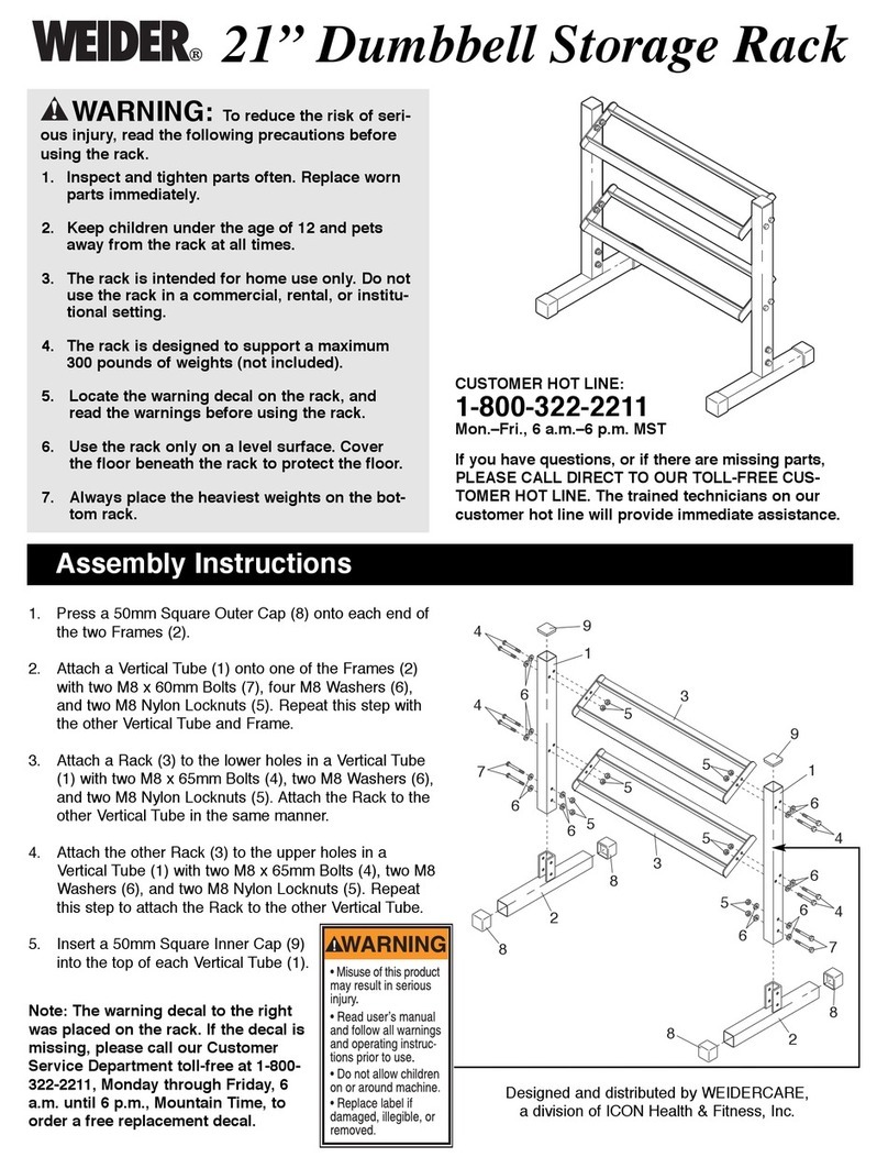 Weider 21 Dumbell Storage Rack User manual Weider 21 Dumbell Storage Rack User manual