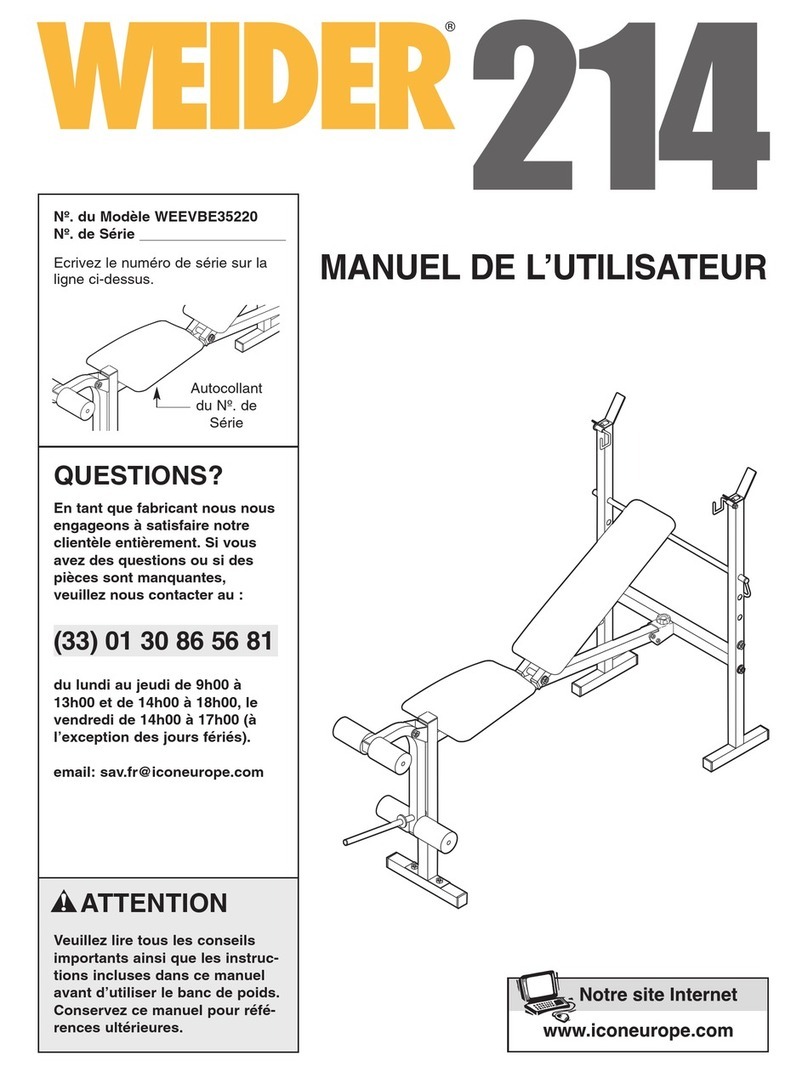 Weider 214 Bench Manuel de l'utilisateur
