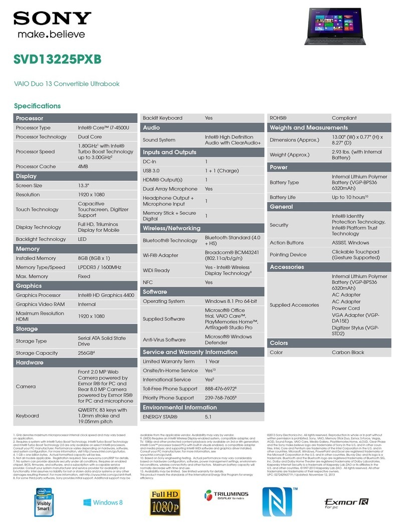 Sony VAIO SVD13225PXB User manual