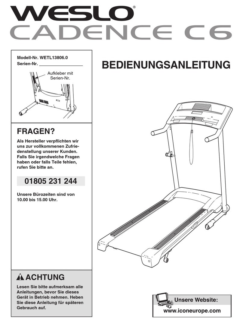 Weslo Cadence C6 Treadmill Quick start guide