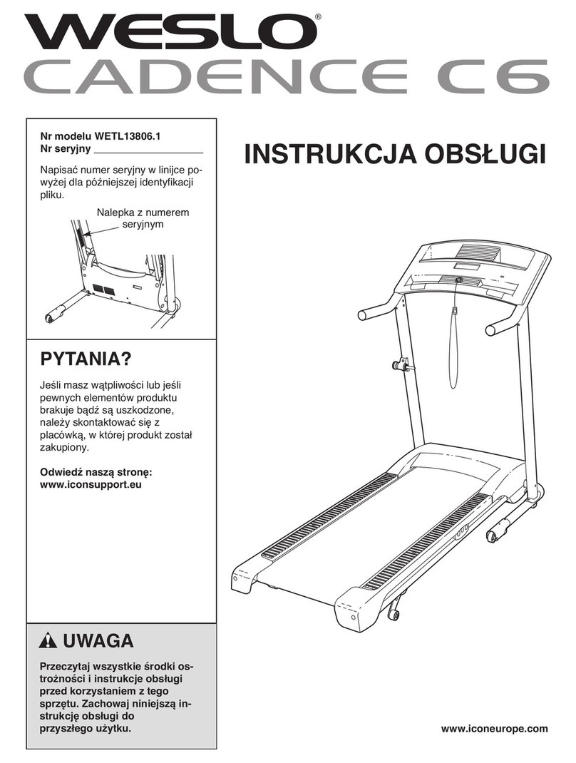 Weslo Cadence C6 Treadmill Reference guide