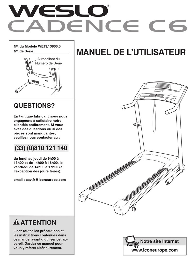 Weslo Cadence C6 Treadmill Manuel de l'utilisateur