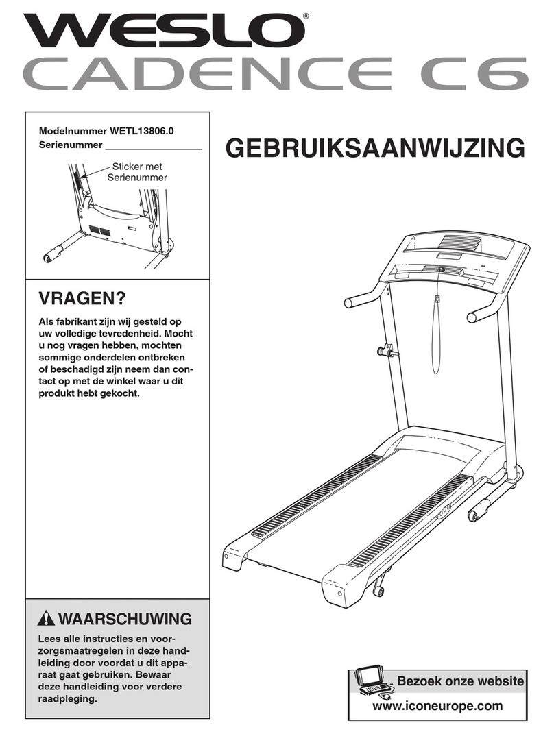 Weslo Cadence C6 Treadmill Gebruiksaanwijzing