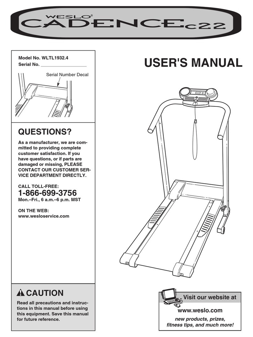 Weslo Cadence C22 Treadmill User manual