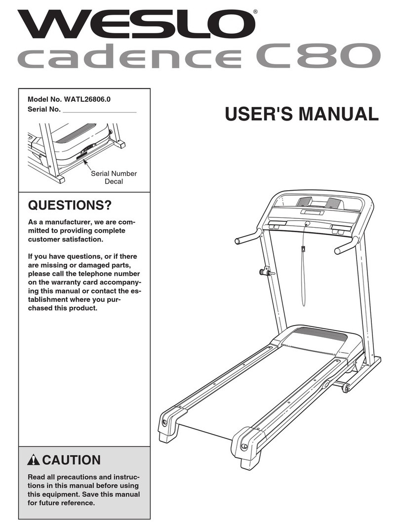 Weslo Cadence 80 Treadmill User manual