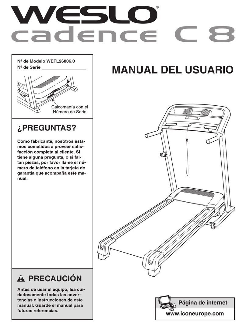 Weslo Cadence C 8 Treadmill Manual Del Usuario