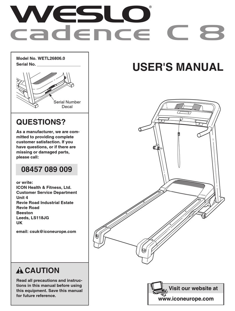 Weslo Cadence C 8 Treadmill User manual