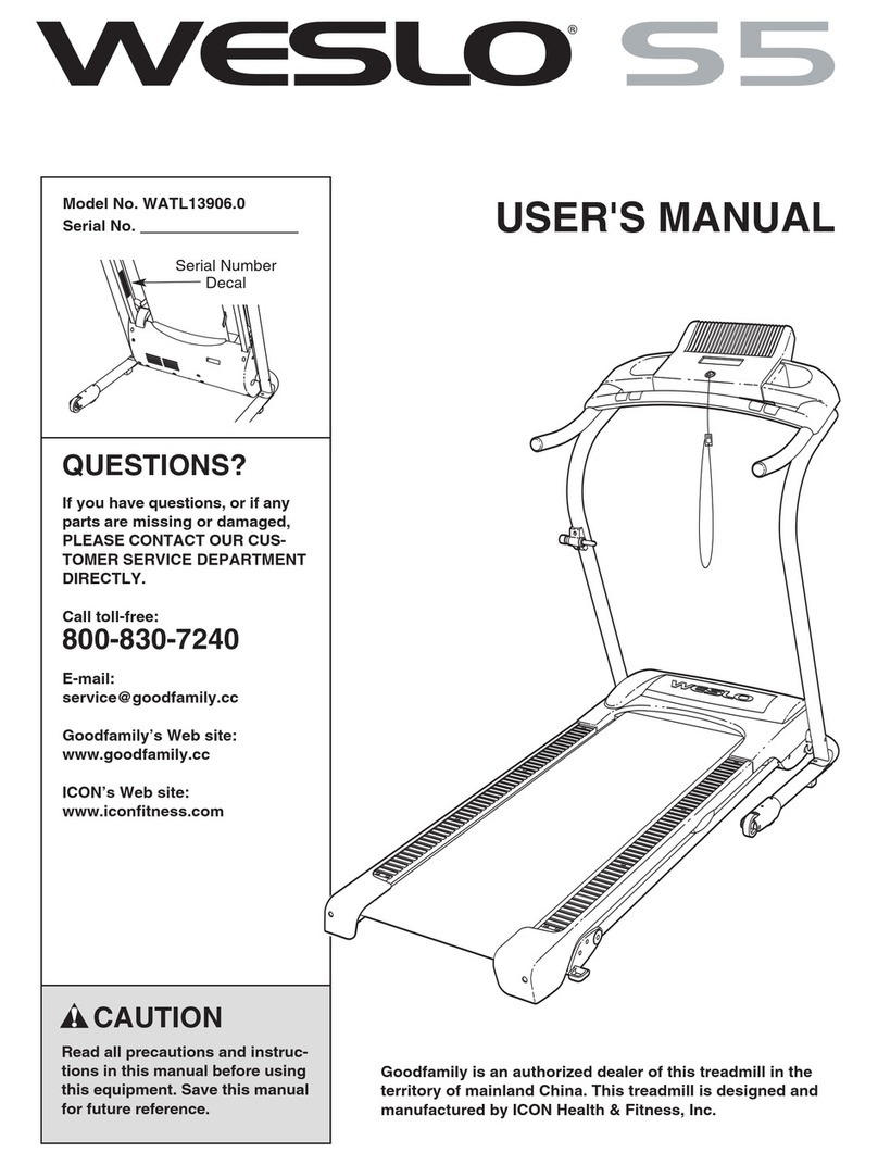 Weslo Cadence A50 Treadmill User manual