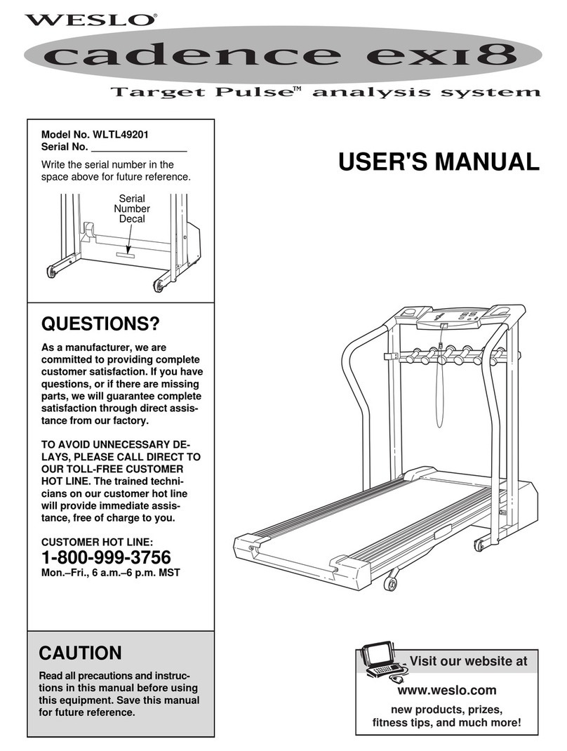 Weslo Cadence Ex 18 user manual