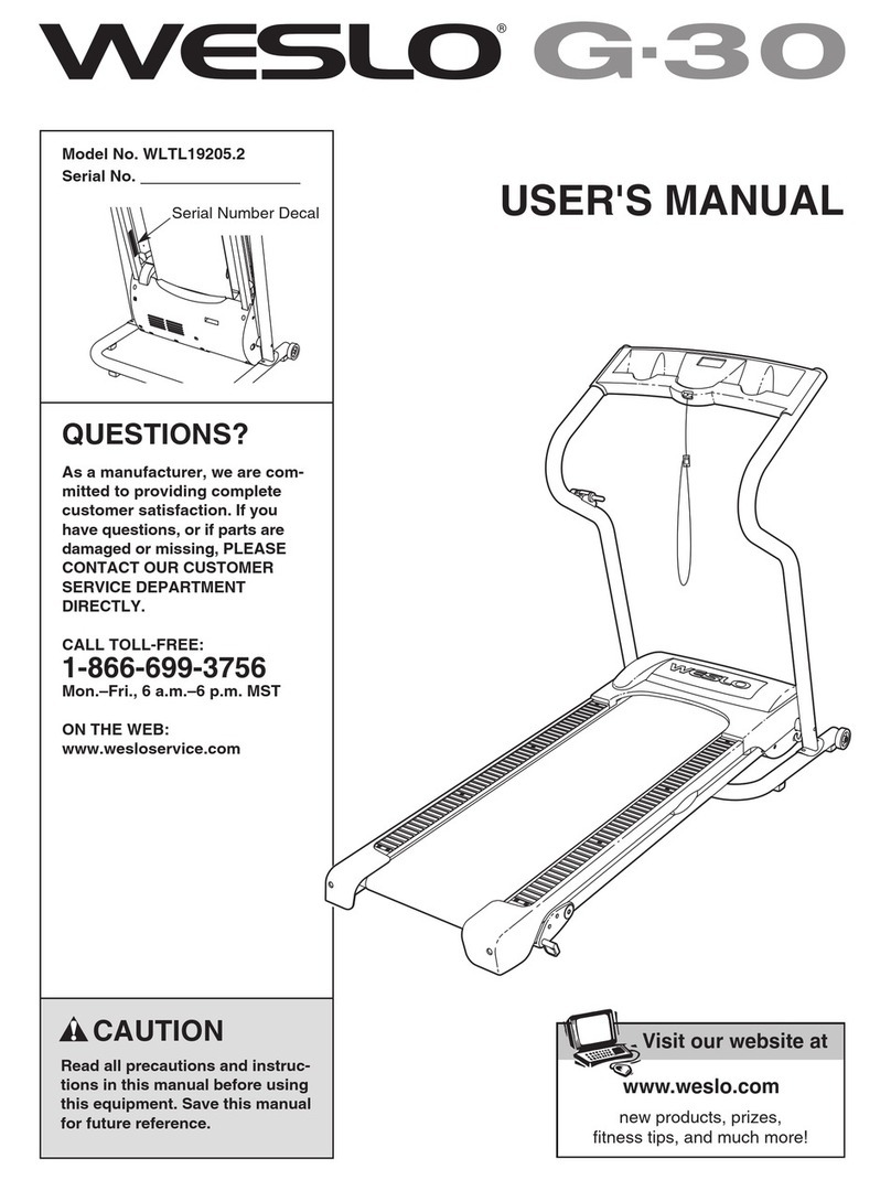 Weslo G-30 Treadmill user manual