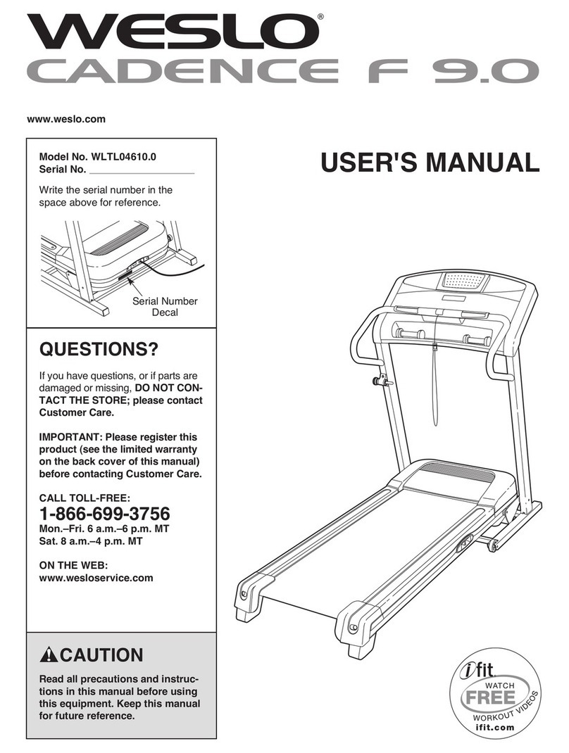 Weslo Cadence 90 Treadmill User manual