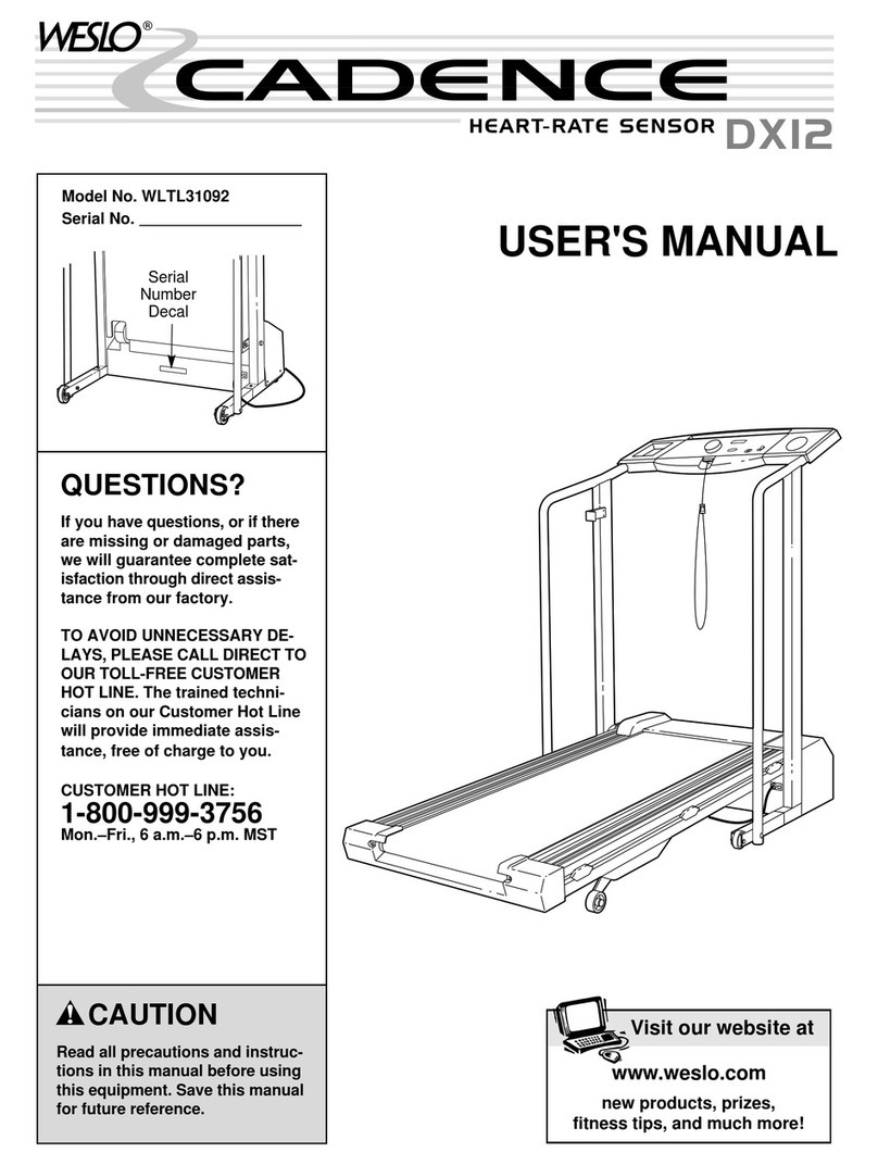 Weslo CADENCE DX12 User manual