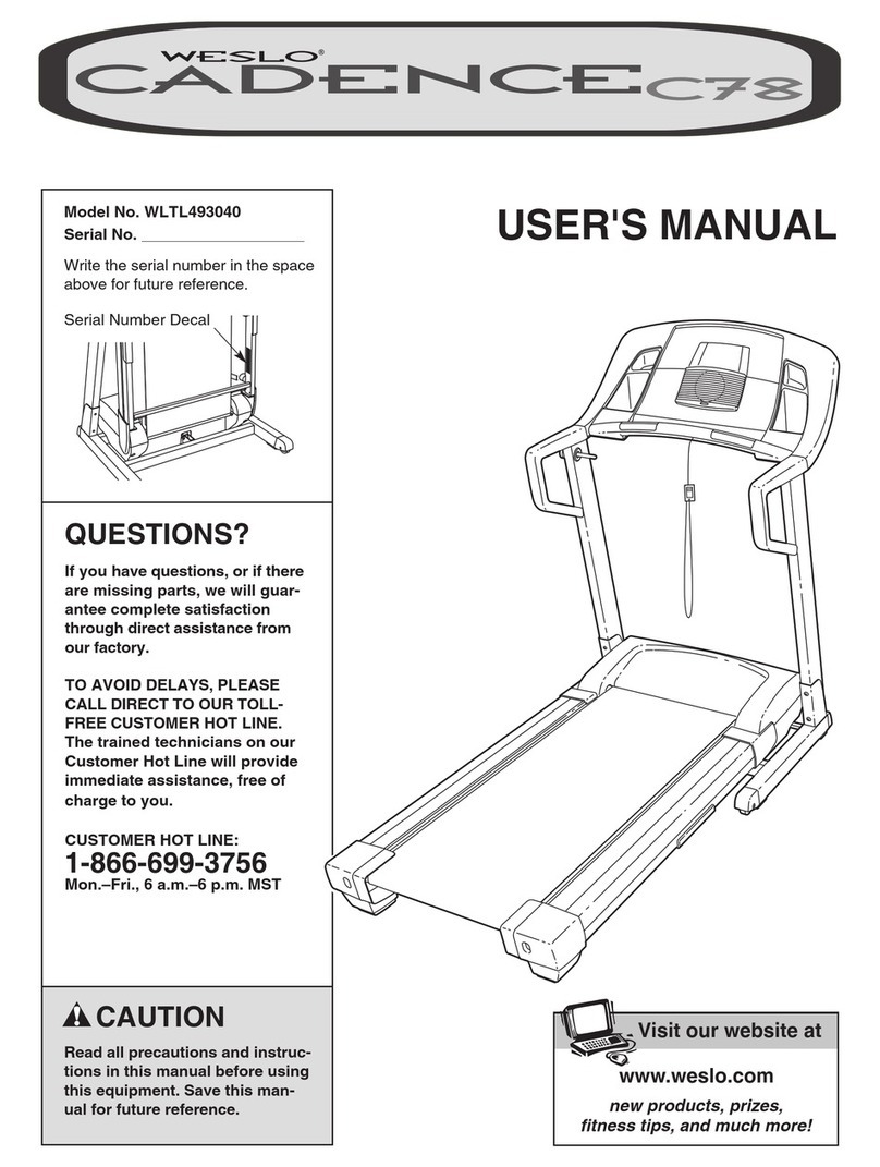 Weslo Cadence C78 Treadmill user manual