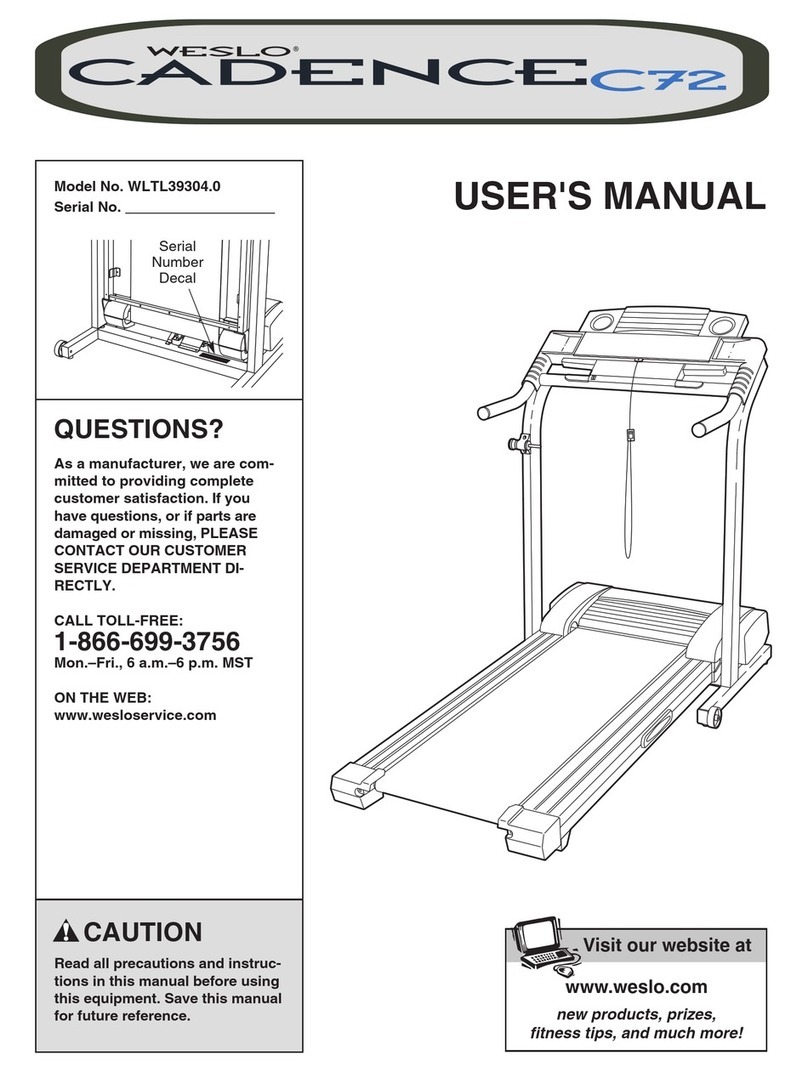 Weslo Cadence C72 Treadmill User manual