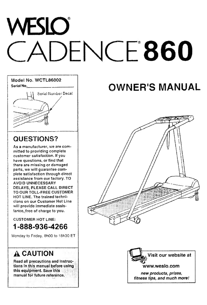 Weslo Cadence 860 Treadmill User manual Weslo Cadence 860 Treadmill User manual