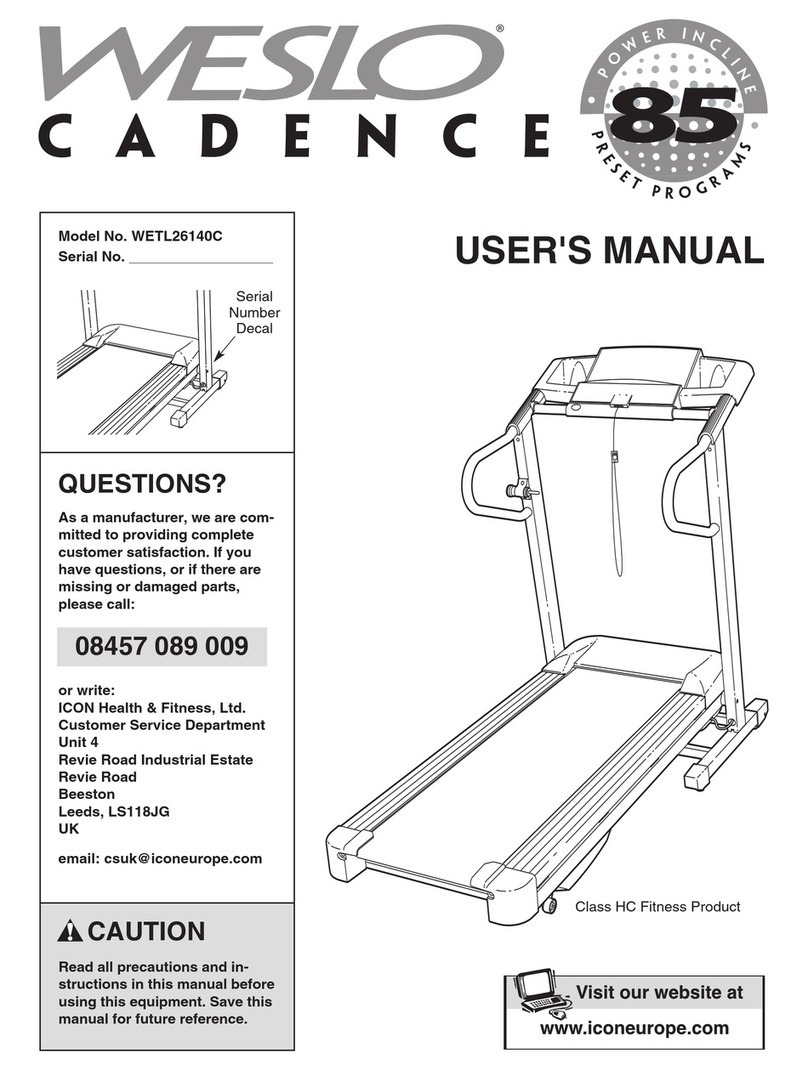 Weslo Cadence 85 User manual