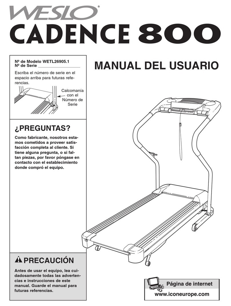 Weslo Cadence 800 Treadmill Manual Del Usuario
