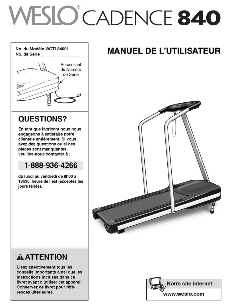Weslo Cadence 840 Treadmill Manuel de l'utilisateur