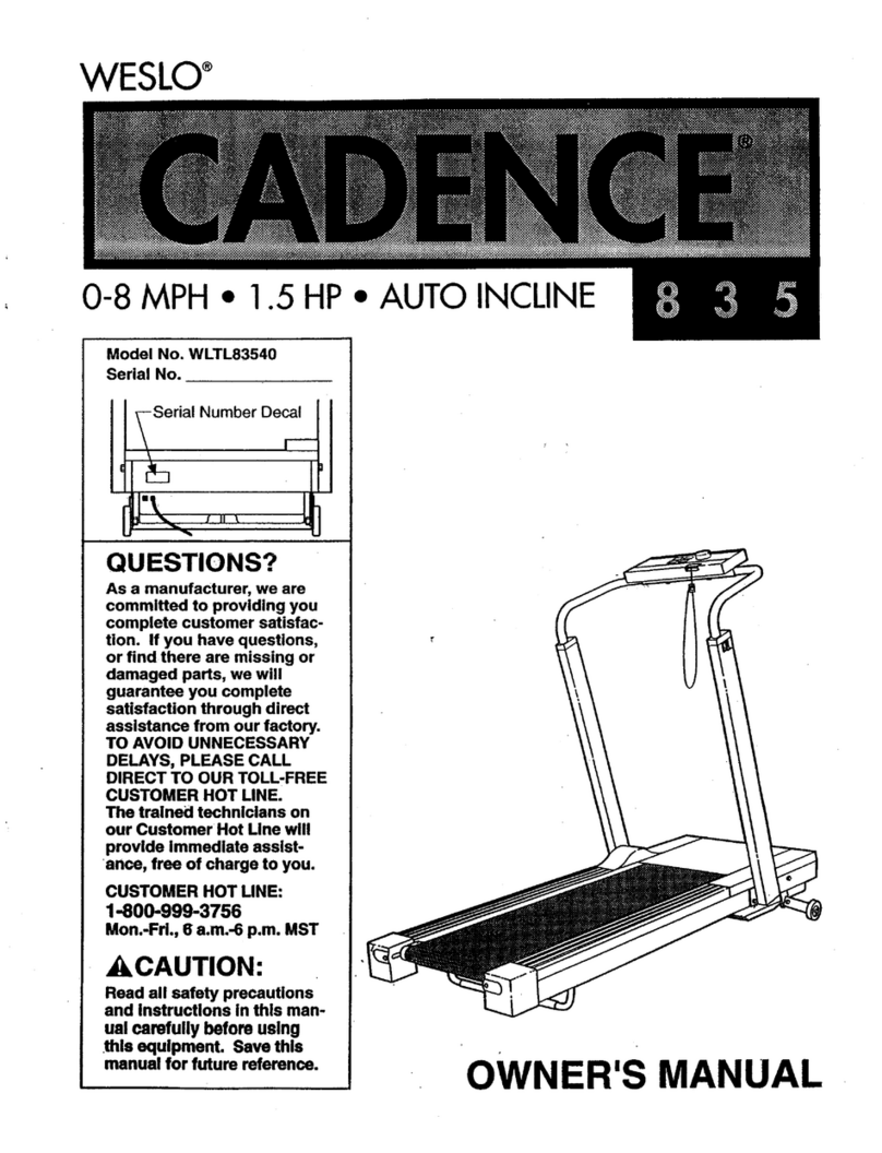Weslo Cadence 835 British User manual