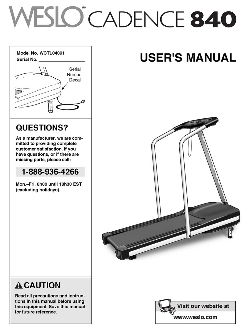 Weslo Cadence 840 Treadmill user manual