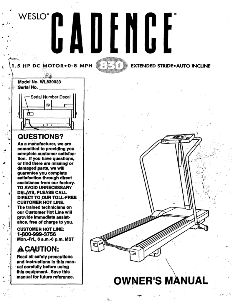 Weslo Cadence 830 User manual