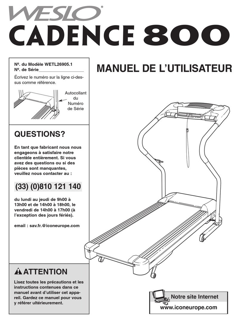 Weslo Cadence 800 Treadmill Manuel de l'utilisateur