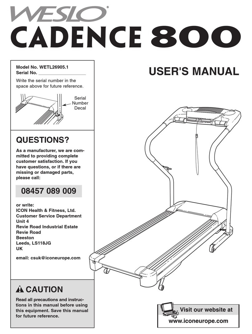 Weslo Cadence 800 Treadmill User manual